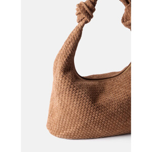 Mint Velvet Tan Woven Suede Knot Detail Bag